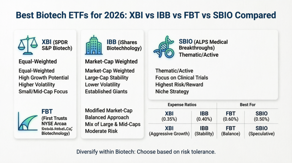 Best Biotech ETFs for 2026 (XBI vs IBB vs FBT vs SBIO